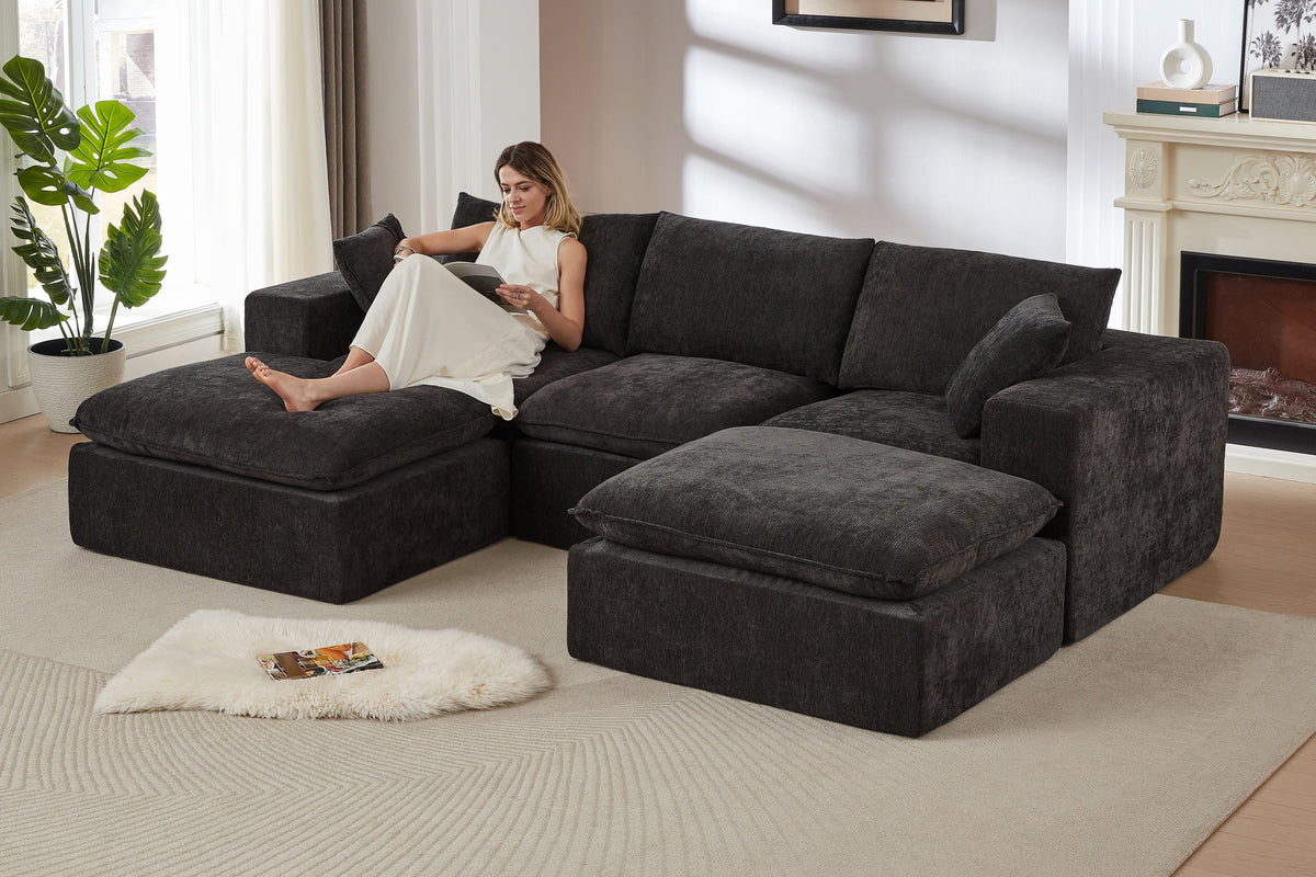 ZORVA 108" 5-Seater Sofa with 2 Ottomans