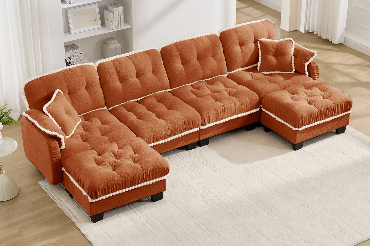 SANDRA 131" 4-Seater Sofa With 2 Ottomans