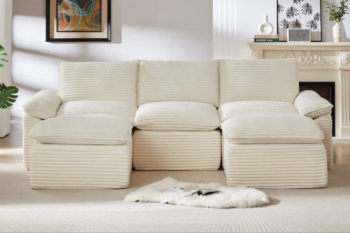 VELLO 111" 3-Seater Sofa with 2 Ottomans