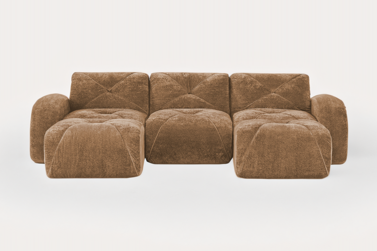 MYLO 110" 3-Seater Sofa with 2 Ottomans