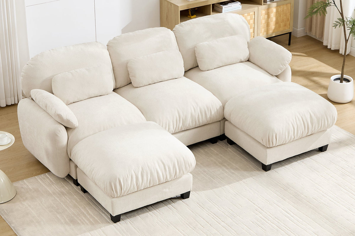 UNIONN 104" 3-Seater Sofa With 2 Ottomans