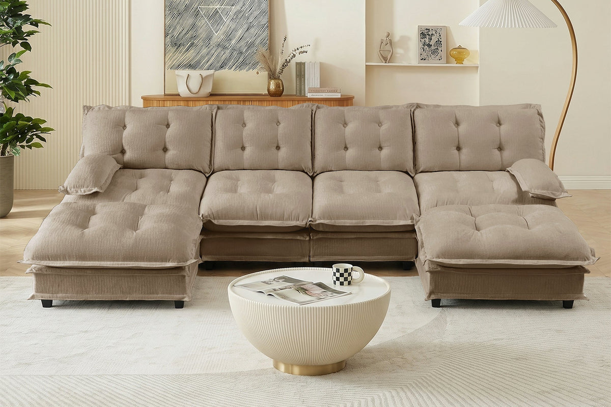 MARLOX 138" 4-Seater Sofa with 2 Ottomans