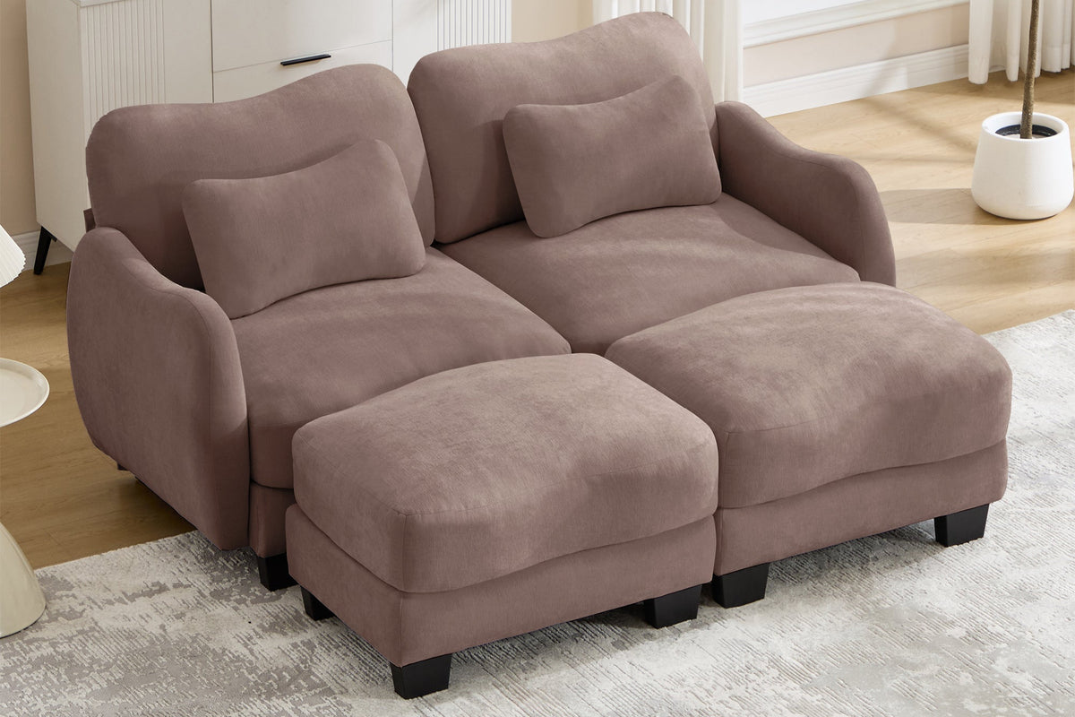 WAVE 81" Loveseat Sofa With 2 Ottomans