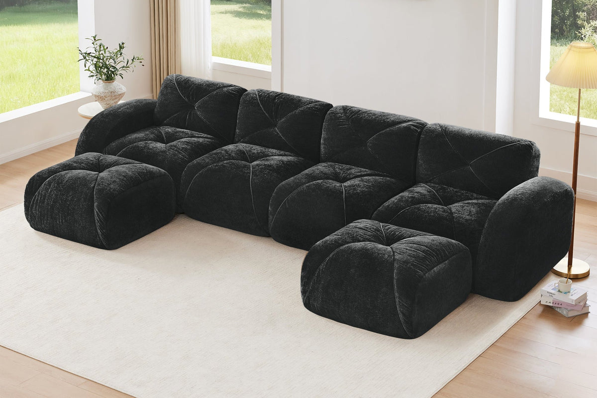 MYLO 140" 4-Seater Sofa with 2 Ottomans