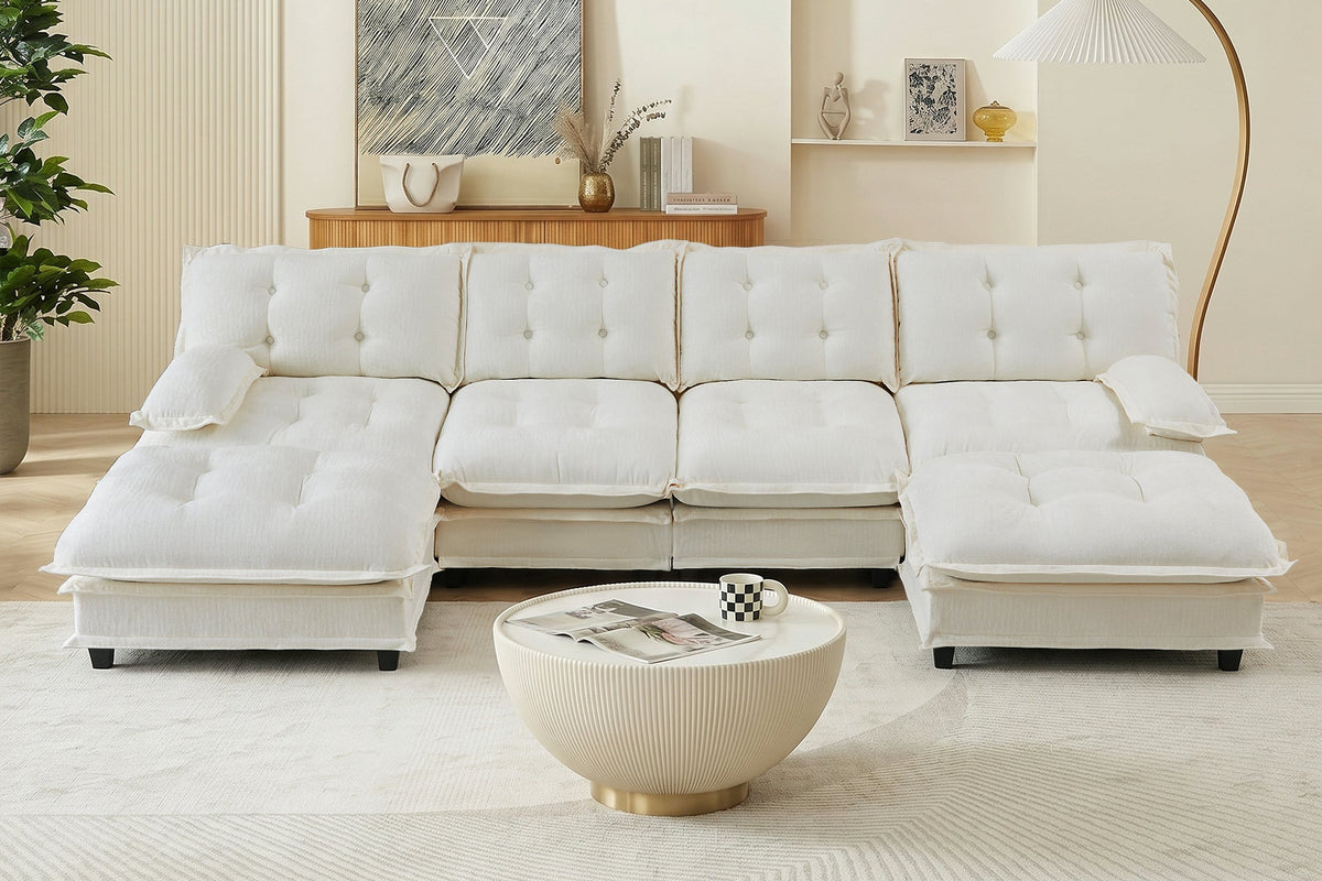 MARLOX 138" 4-Seater Sofa with 2 Ottomans