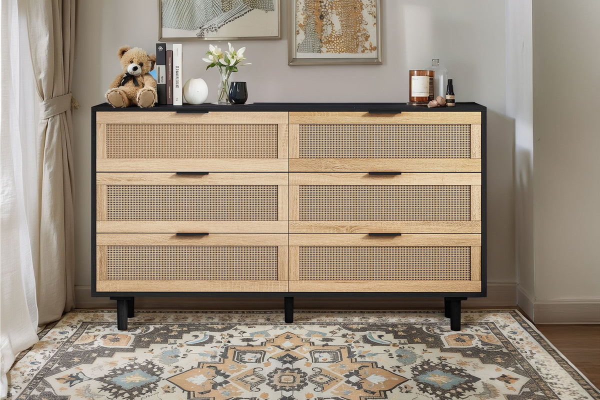 NESTO 51" Modern Rattan Drawer Cabinet
