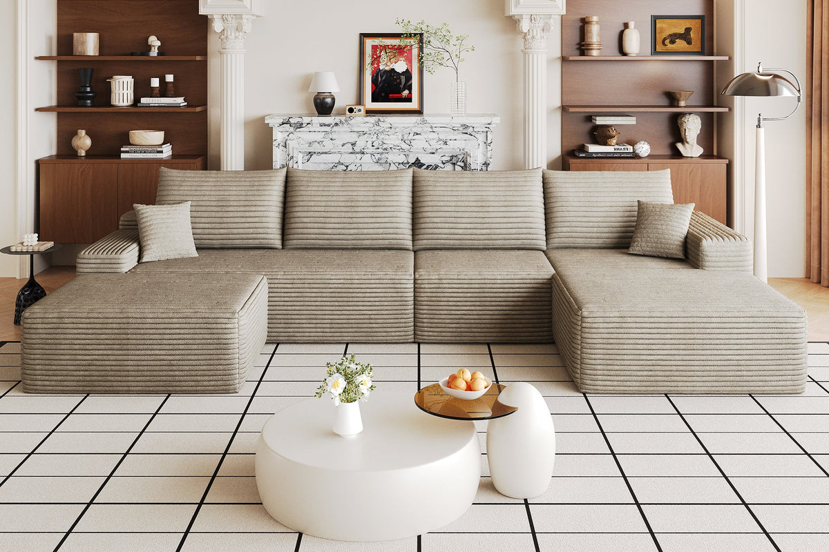 ORVITEX 135" Right Chaise Sofa with 1 Ottoman