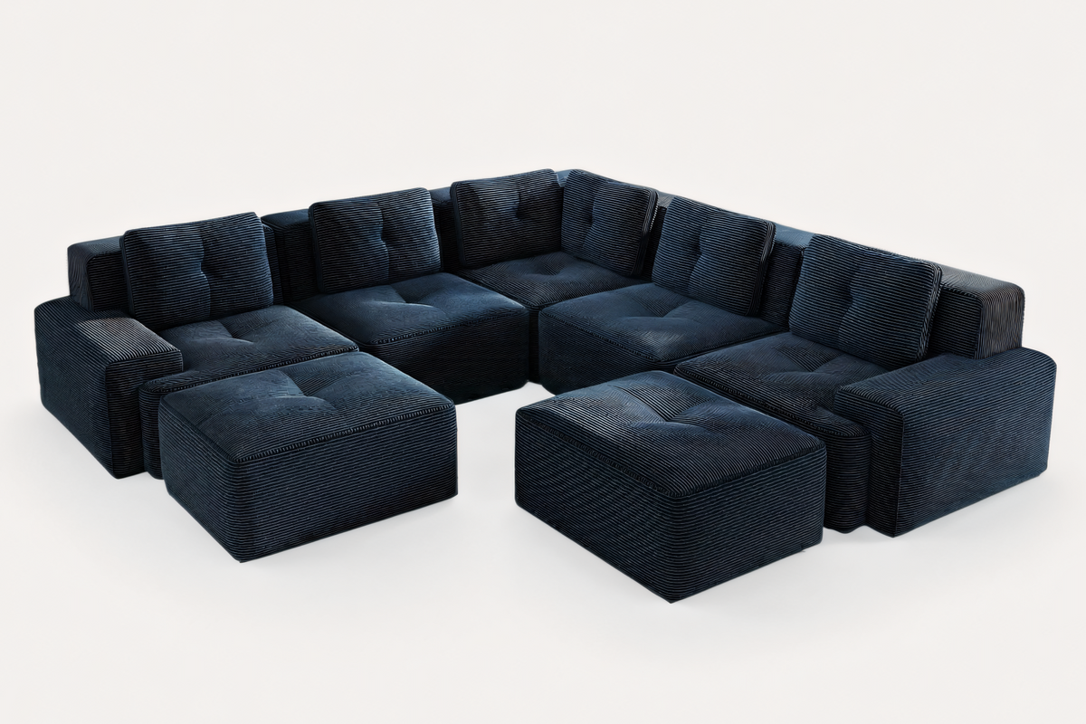 CORDELIA 116" 5-Seater Sectional with 2 Ottomans