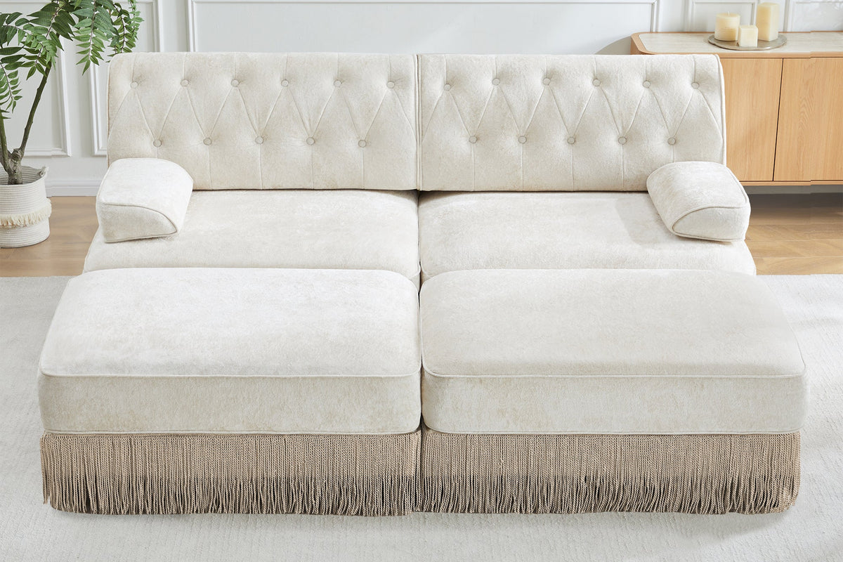 ELIZA 76" Loveseat Sofa With 2 Ottomans