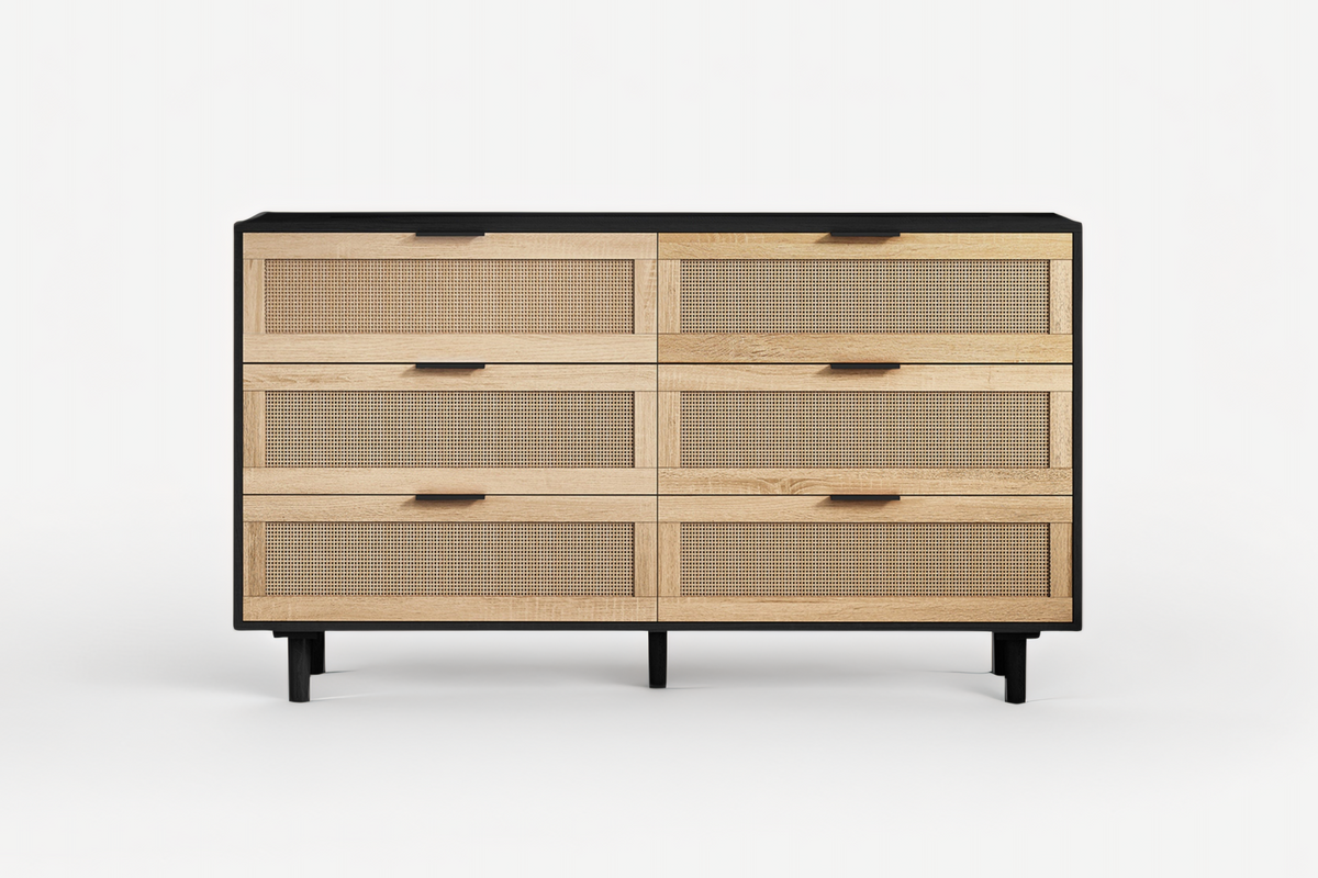 NESTO 51" Modern Rattan Drawer Cabinet