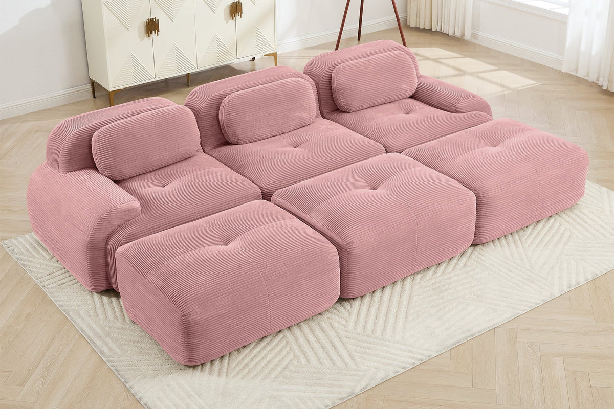 MIA 117&#39;&#39; 3-Seater Sofa with 3 Ottomans