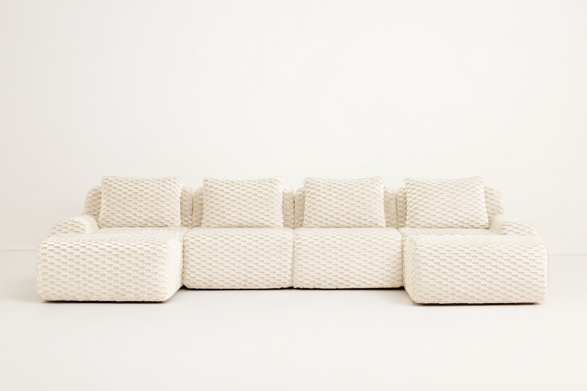 LAURENT 146" 4-Seater Sofa with 2 Ottomans