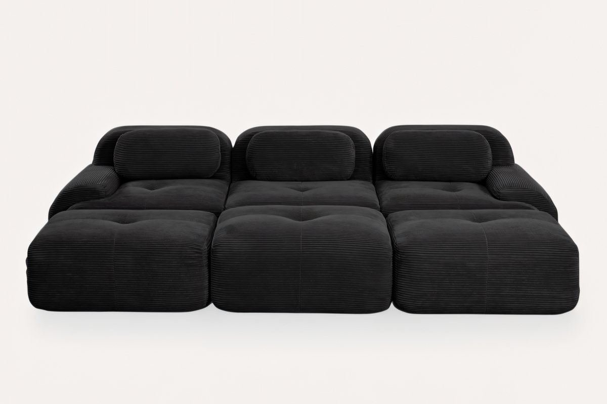 MIA 117&#39;&#39; 3-Seater Sofa with 3 Ottomans