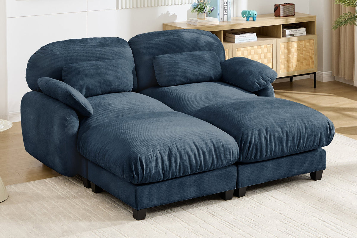 UNIONN 72" Loveseat With 2 Ottomans