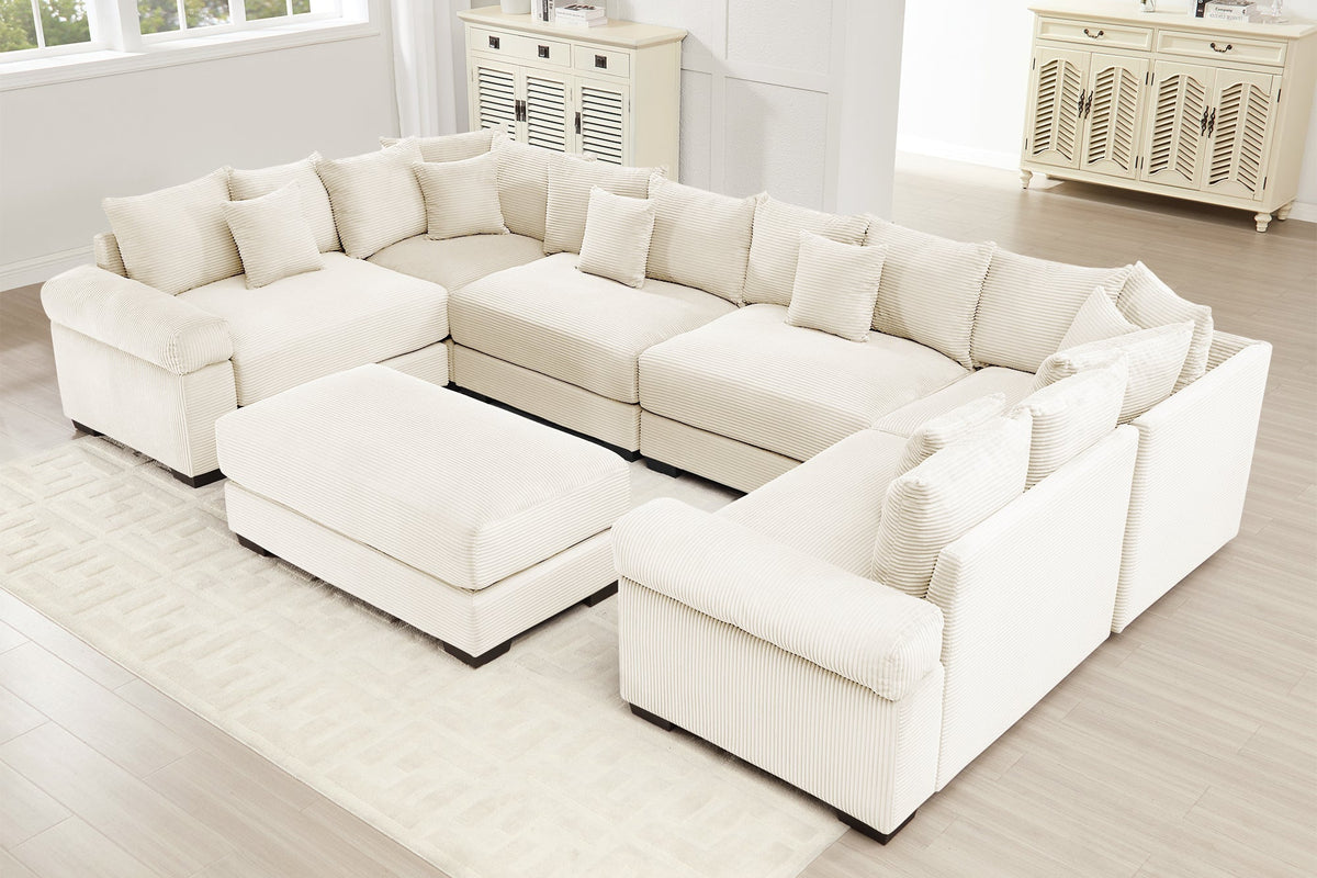 DESEO 137&quot; Sectional Sofa with Ottoman