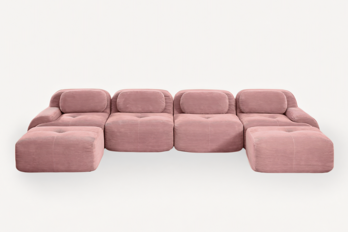 MIA 152&#39;&#39; 4-Seater Sofa with 2 Ottomans