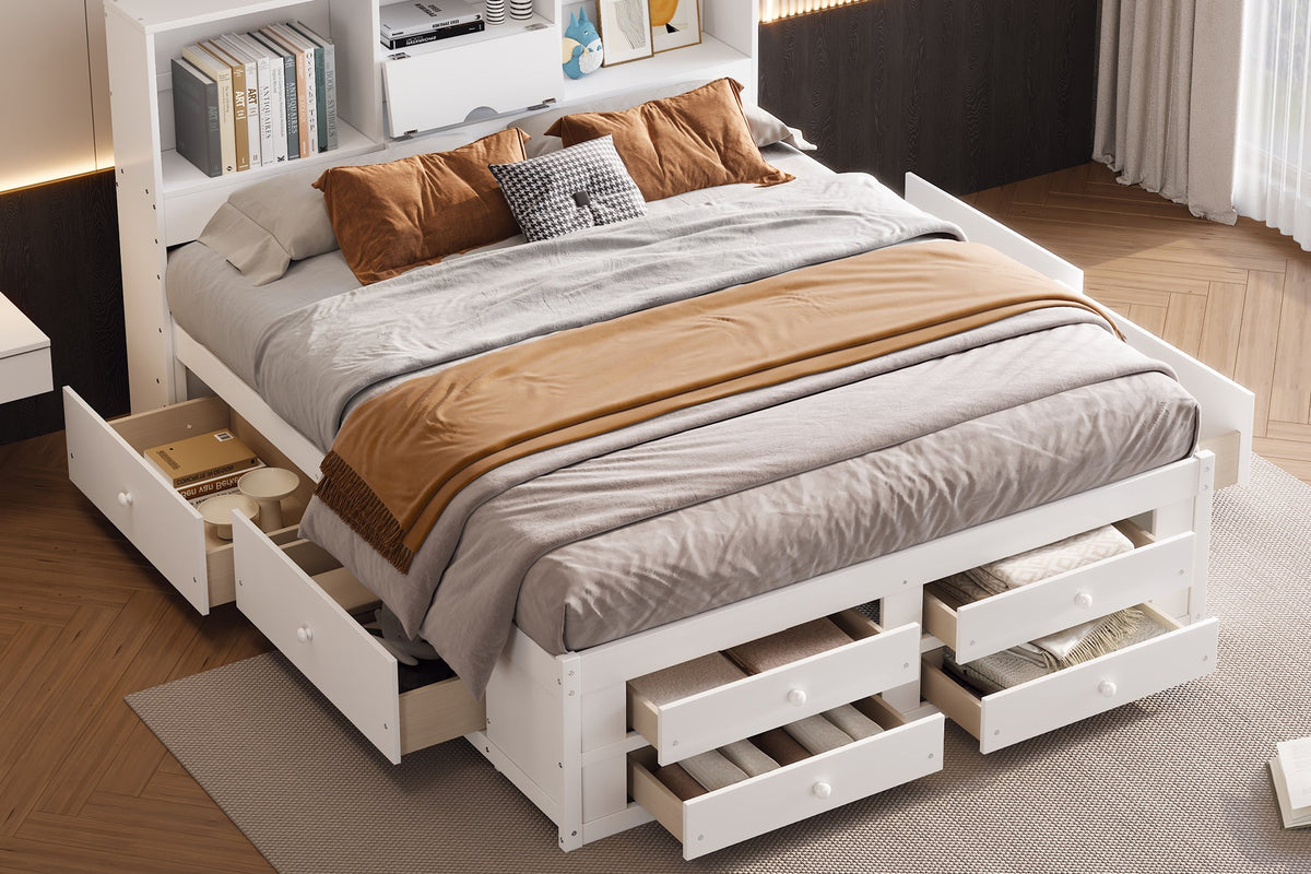 TOVARIX King Size Bed Frame with Storage
