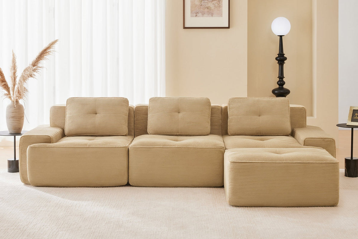 CORDELIA 117" 3-Seater Sofa with 1 Ottoman