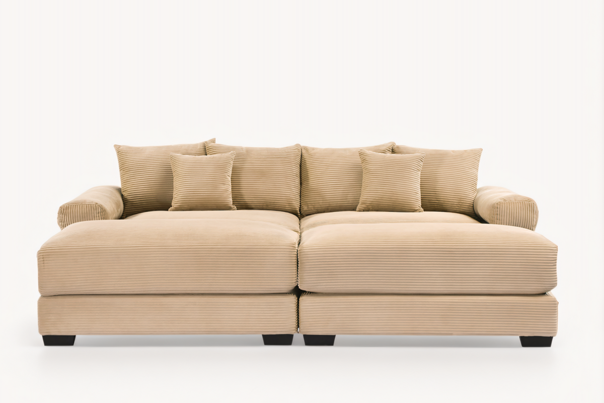 DESEO 92" Loveseat with 2 Ottomans