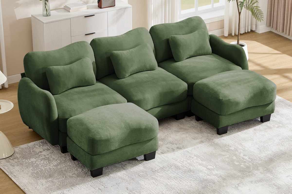 WAVE 101" 3-Seater Sofa With 2 Ottomans