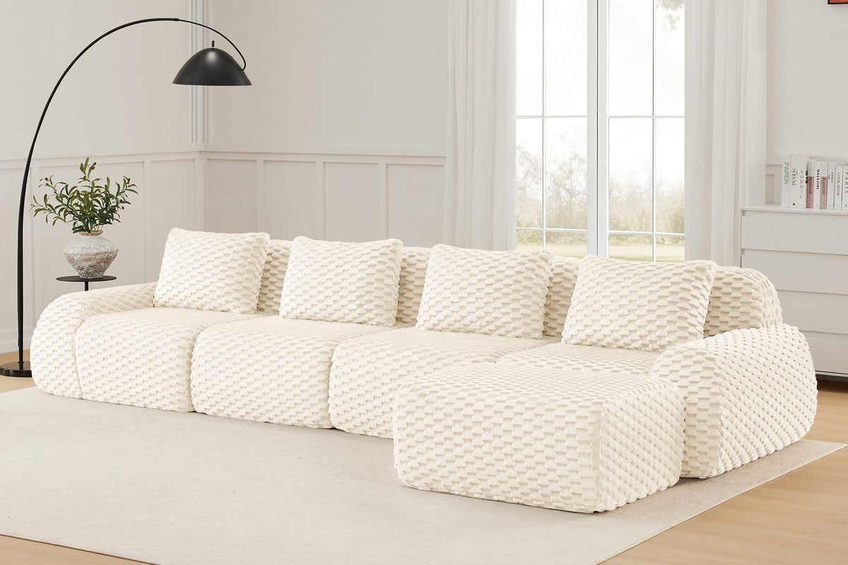 LAURENT 146" 4-Seater Sofa with 1 Ottoman