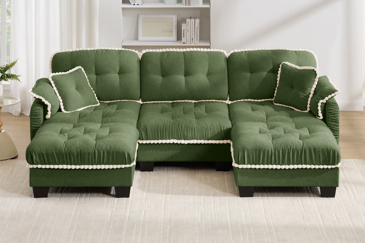 SANDRA 100" 3-Seater Sofa With 2 Ottomans