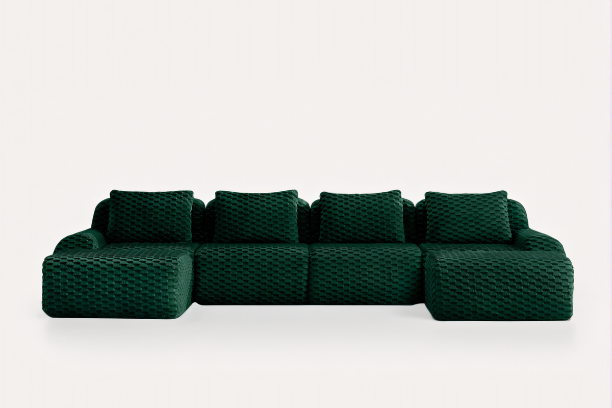 LAURENT 146" 4-Seater Sofa with 2 Ottomans