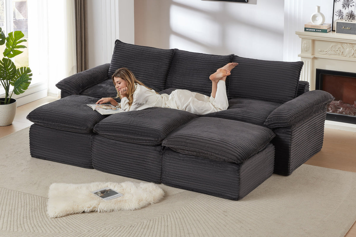 VELLO 111" 3-Seater Sofa with 3 Ottomans