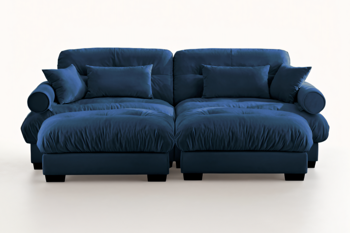 CLOUDIES 94&quot; Loveseat with 2 Ottomans