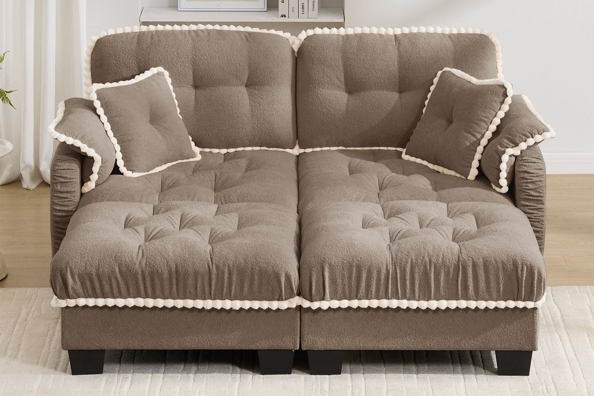 SANDRA 70" Loveseat With 2 Ottomans