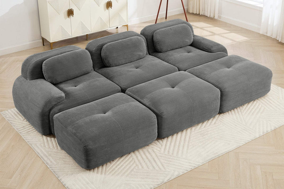 MIA 117&#39;&#39; 3-Seater Sofa with 3 Ottomans