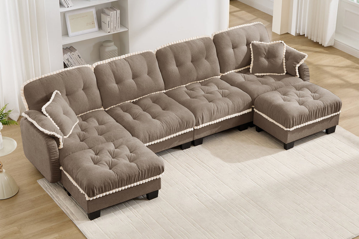 SANDRA 131" 4-Seater Sofa With 2 Ottomans