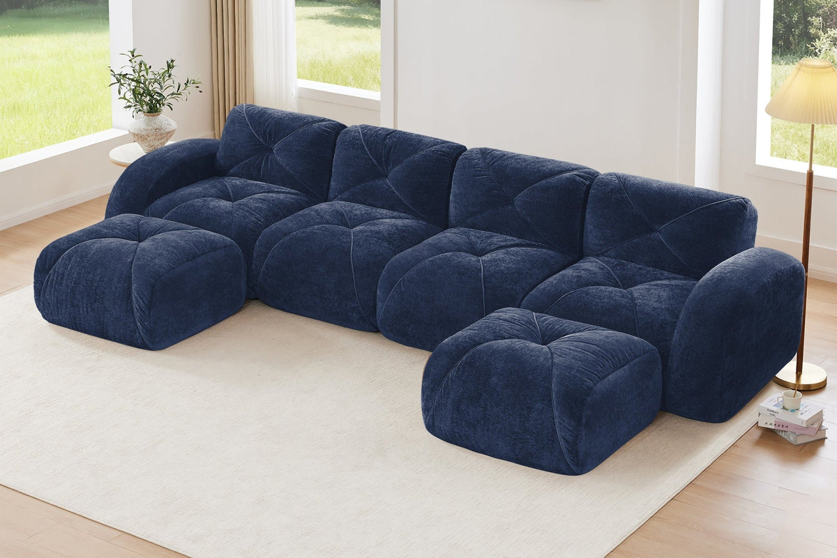MYLO 140" 4-Seater Sofa with 2 Ottomans