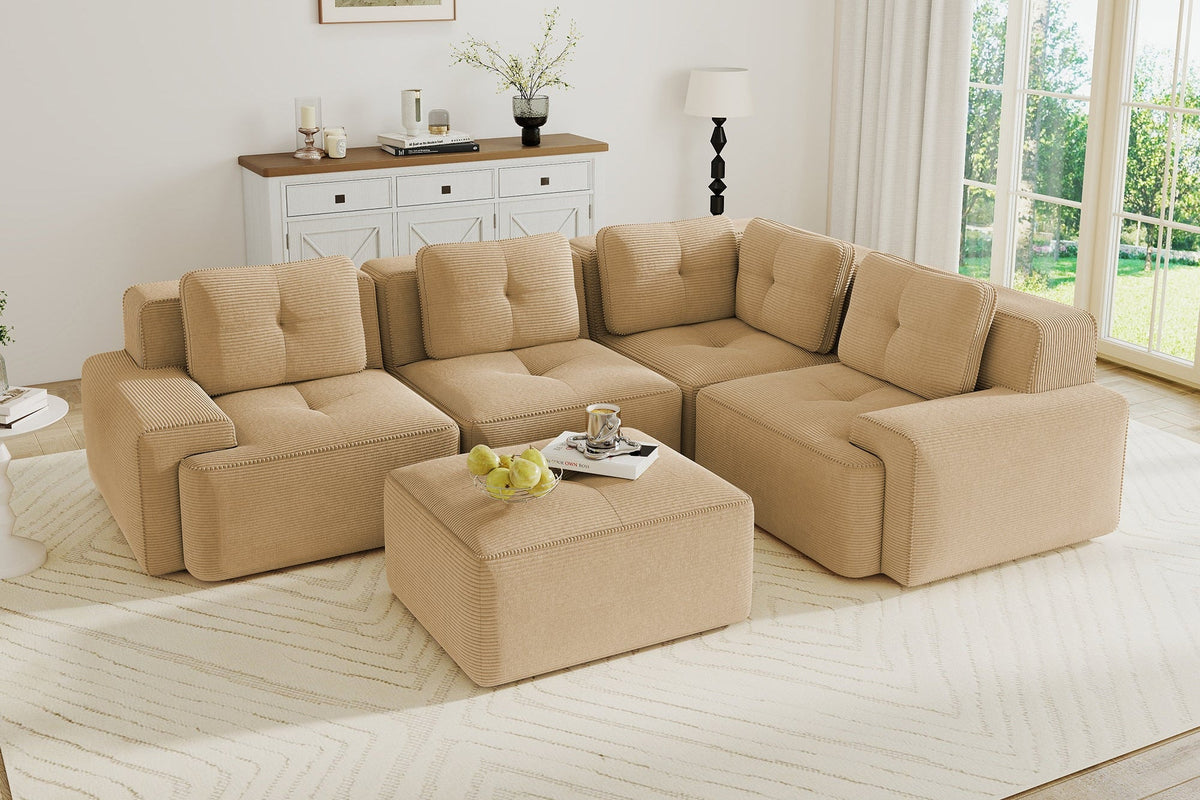 CORDELIA 116" 4-Seater Sectional with 1 Ottoman