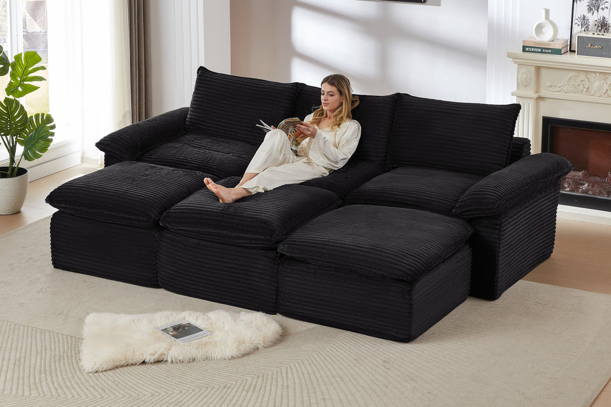 VELLO 111" 3-Seater Sofa with 3 Ottomans