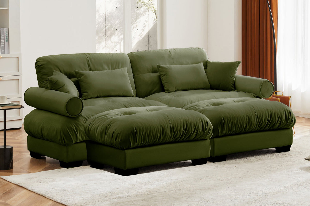 CLOUDIES 94&quot; Loveseat with 2 Ottomans
