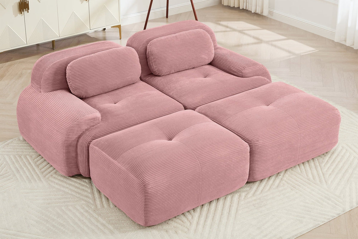 MIA 82&#39;&#39; Loveseat with 2 Ottomans