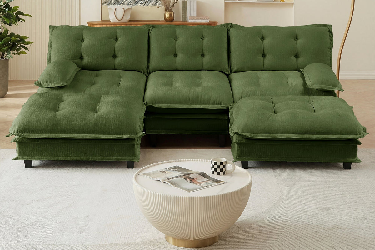 MARLOX 107" 3-Seater Sofa with 2 Ottomans