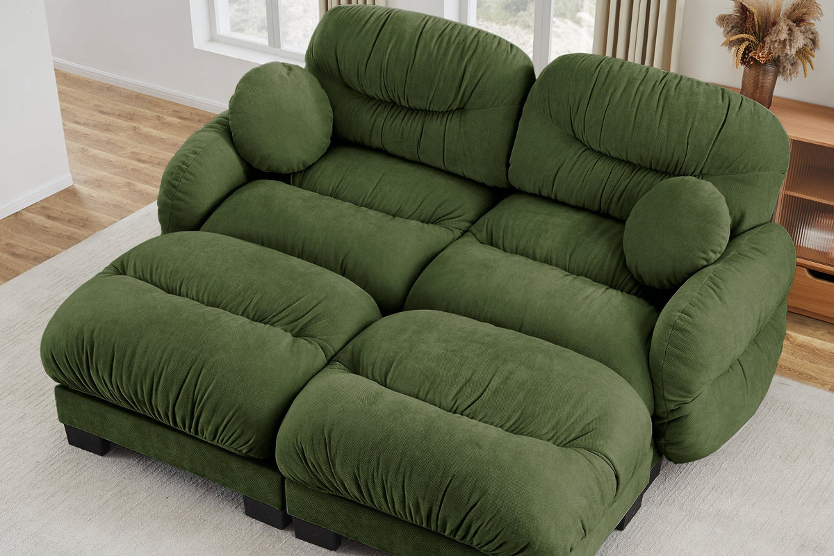 FLORA 81" Loveseat Sofa With 2 Ottomans