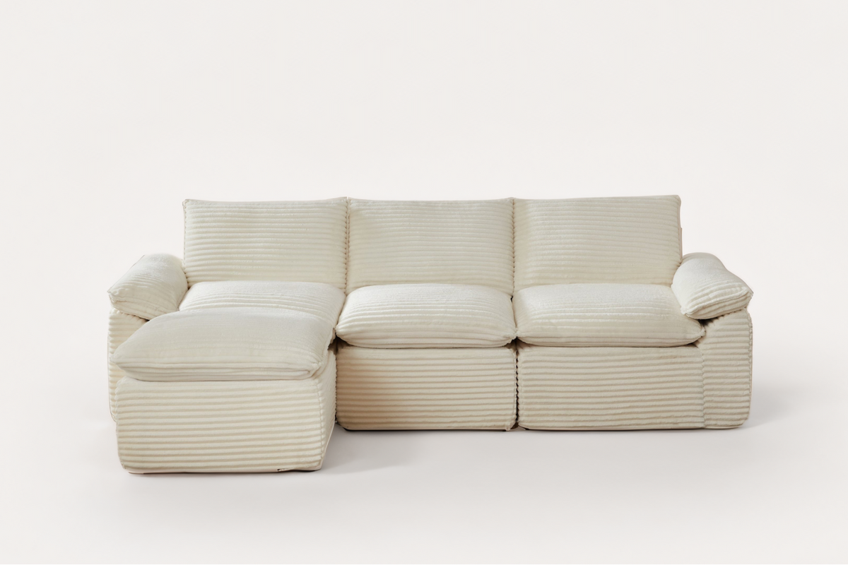 VELLO 111" 3-Seater Sofa with 1 Ottoman