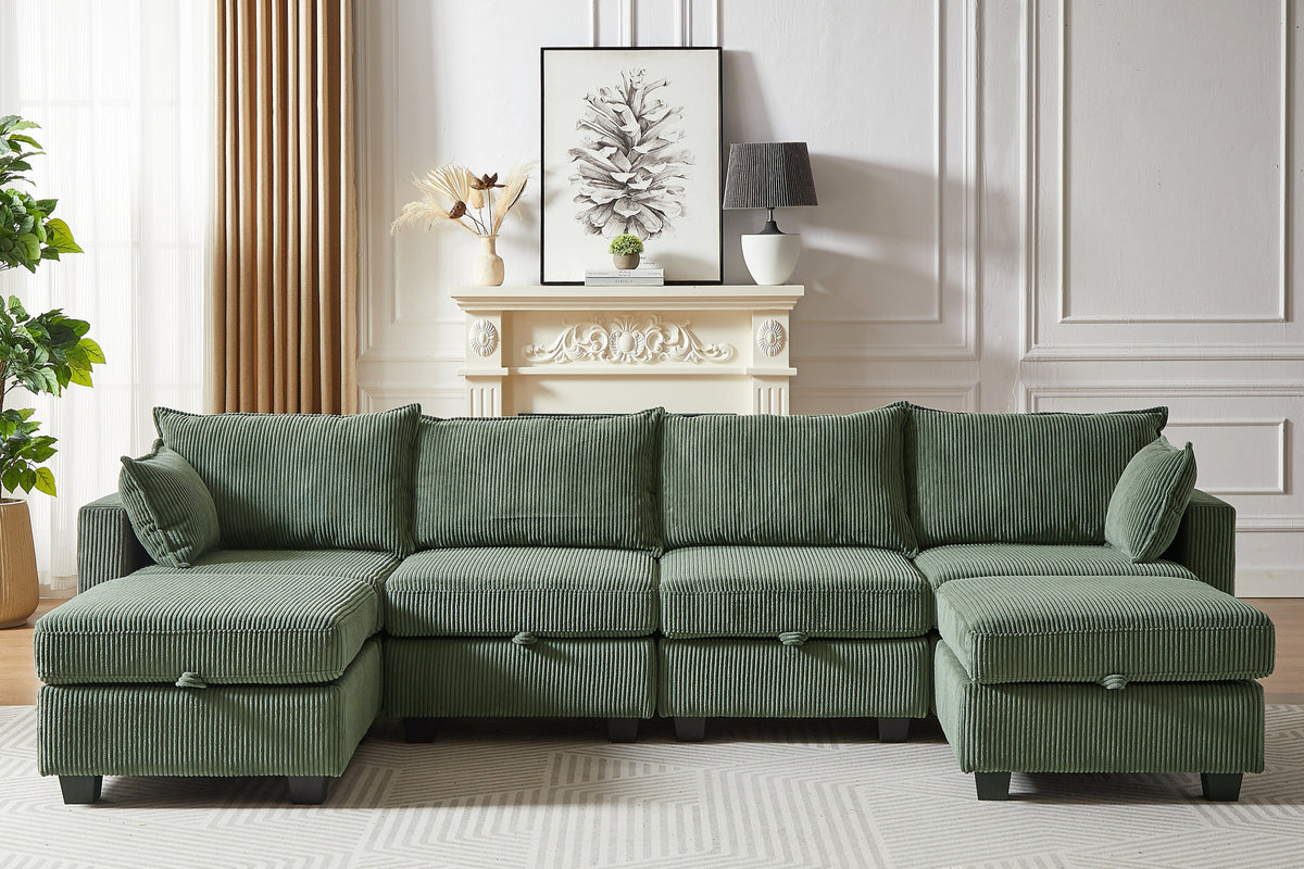 HARLOW 114&quot; Corduroy Sofa w/ Storage
