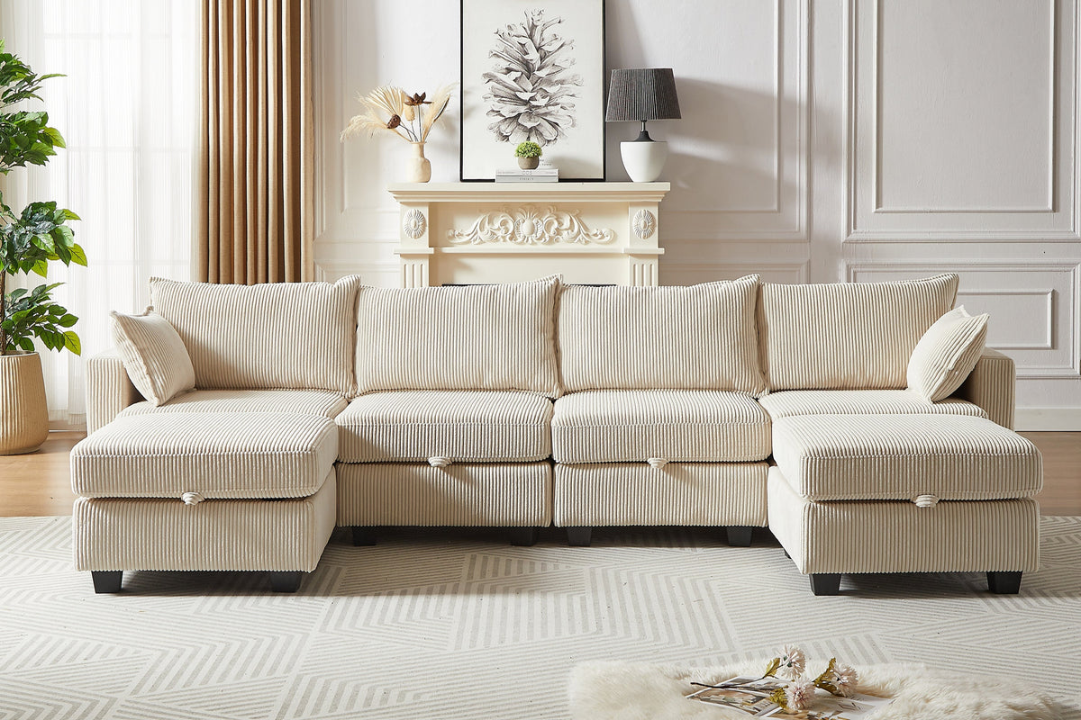 HARLOW 114&quot; Corduroy Sofa w/ Storage