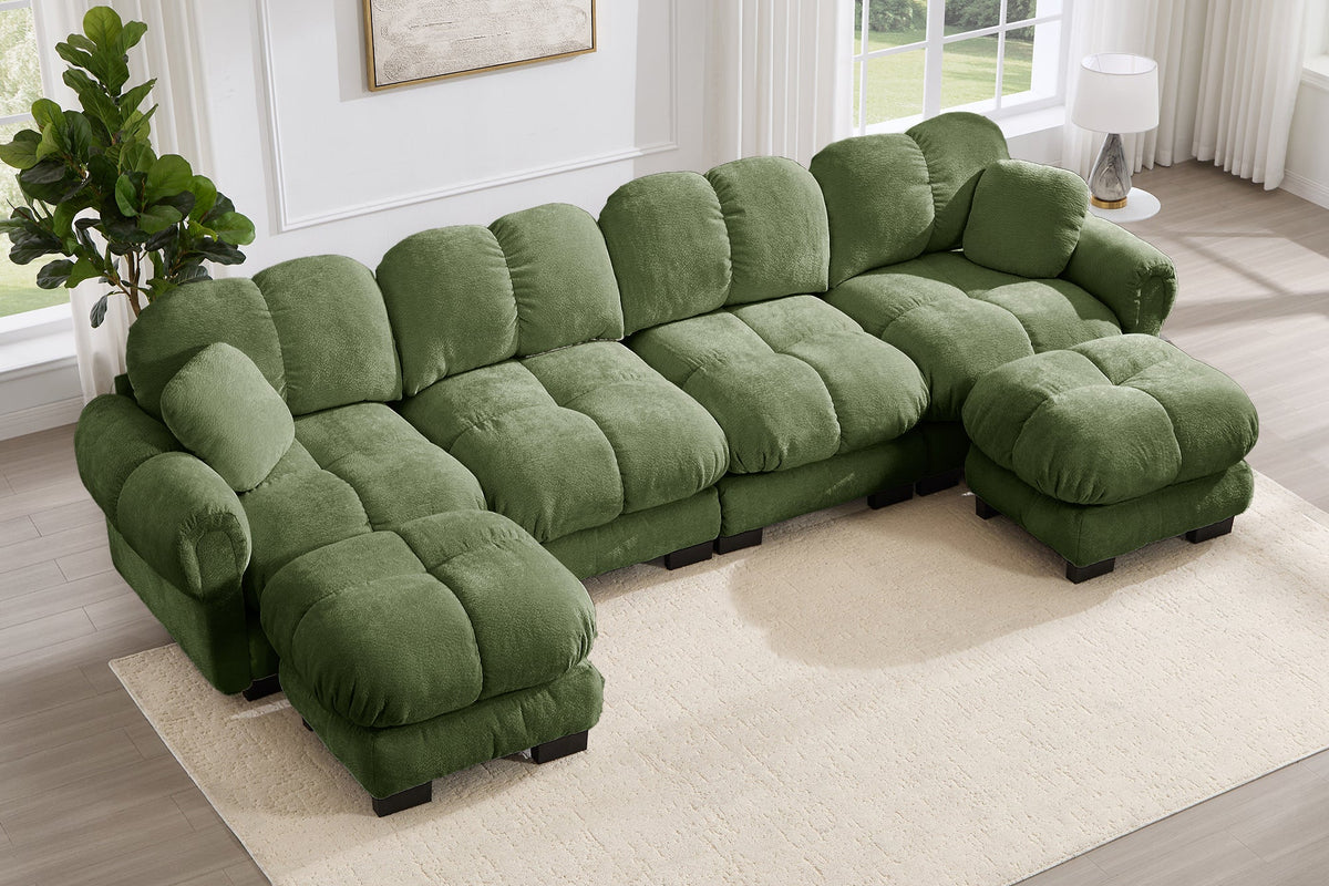 PRINCE 131" 4-Seater Sofa With 2 Ottomans