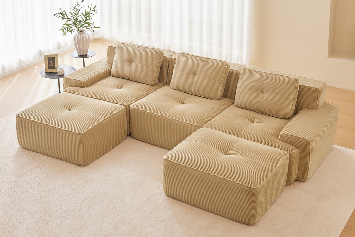 CORDELIA 117" 3-Seater Sofa with 2 Ottomans