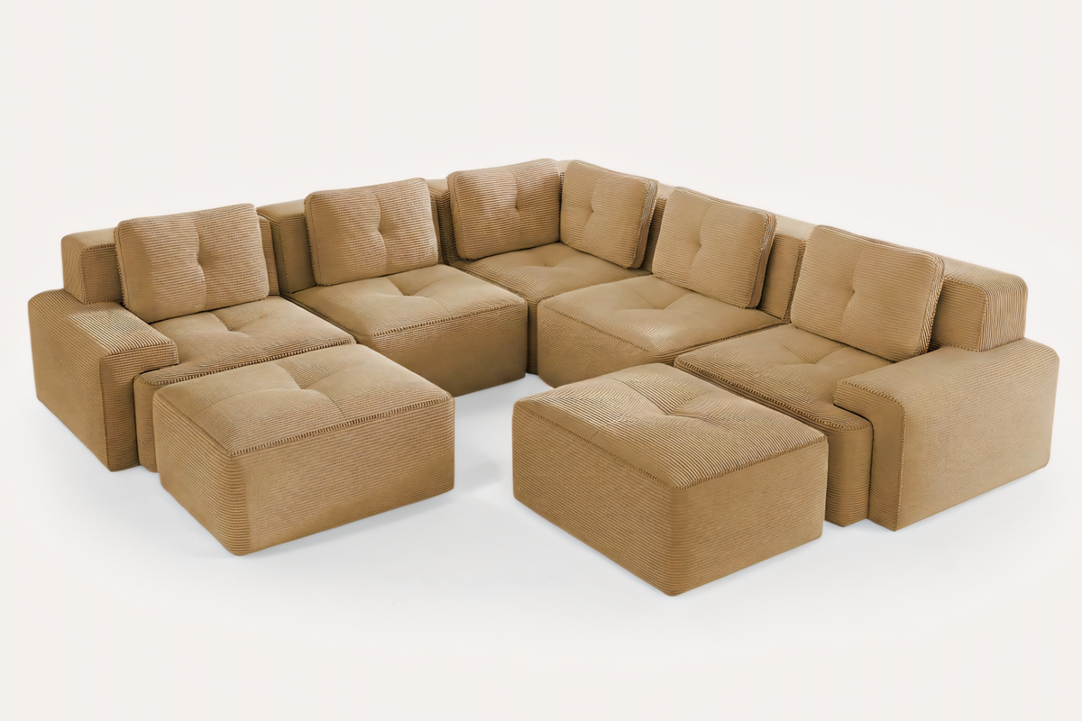 CORDELIA 116" 5-Seater Sectional with 2 Ottomans