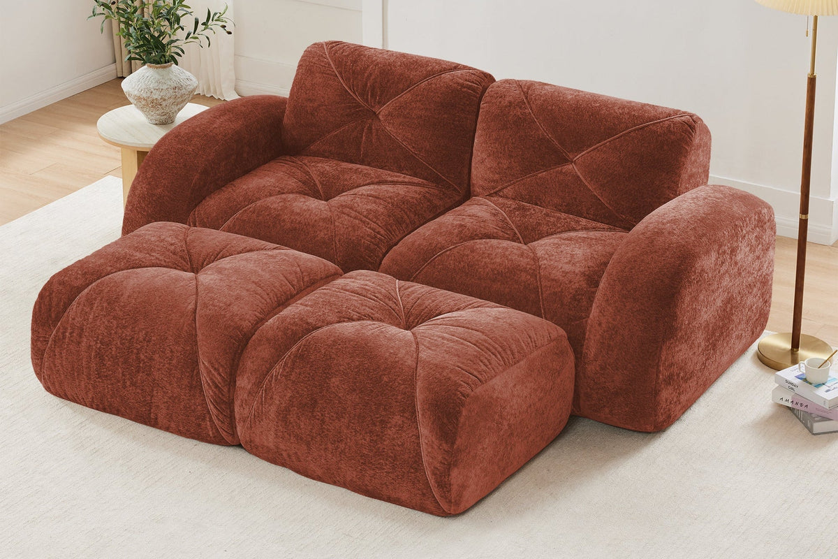 MYLO 80" Loveseat with 2 Ottomans