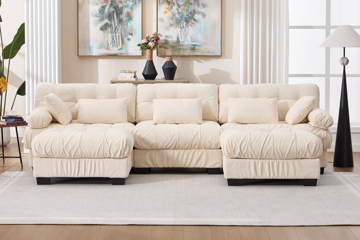 FELZARO 123" 3-Seater Sofa with 2 Ottomans
