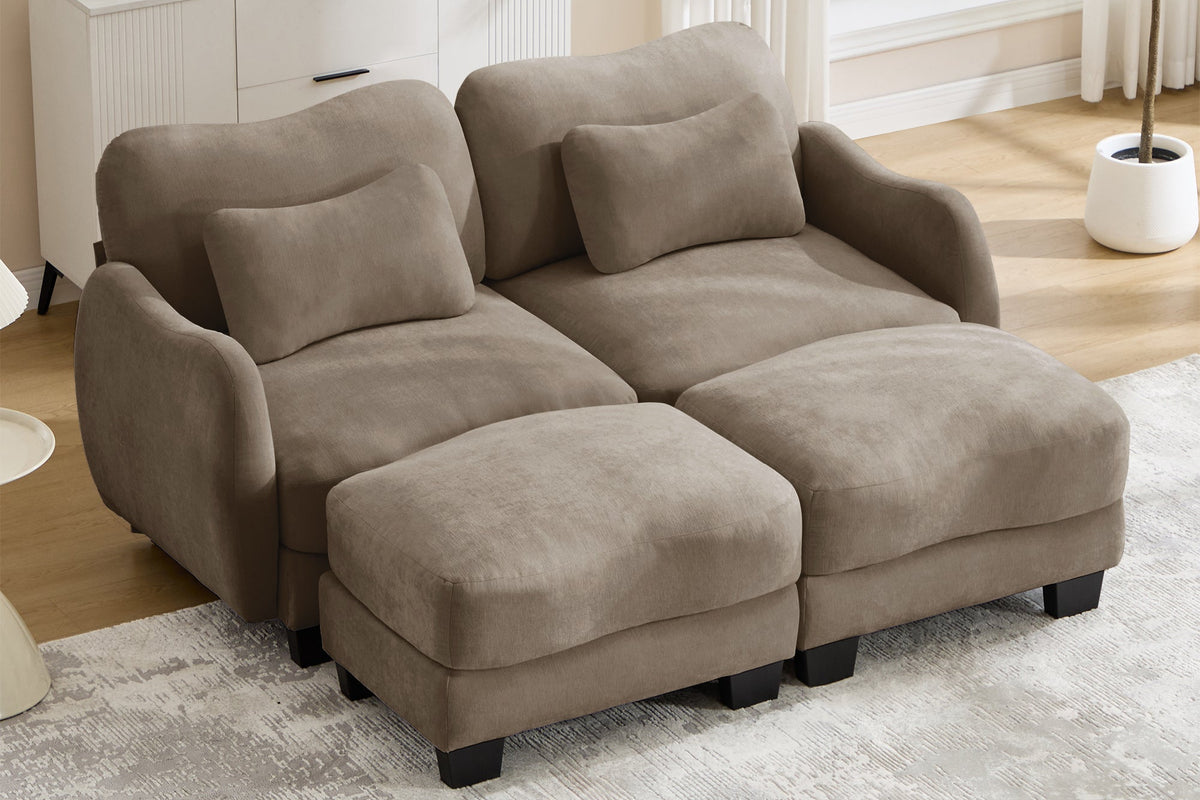 WAVE 81" Loveseat Sofa With 2 Ottomans