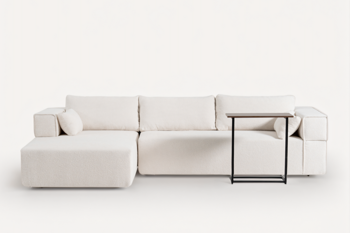 NOUVA 112&quot; Boucle Sectional + Complimentary Side Table