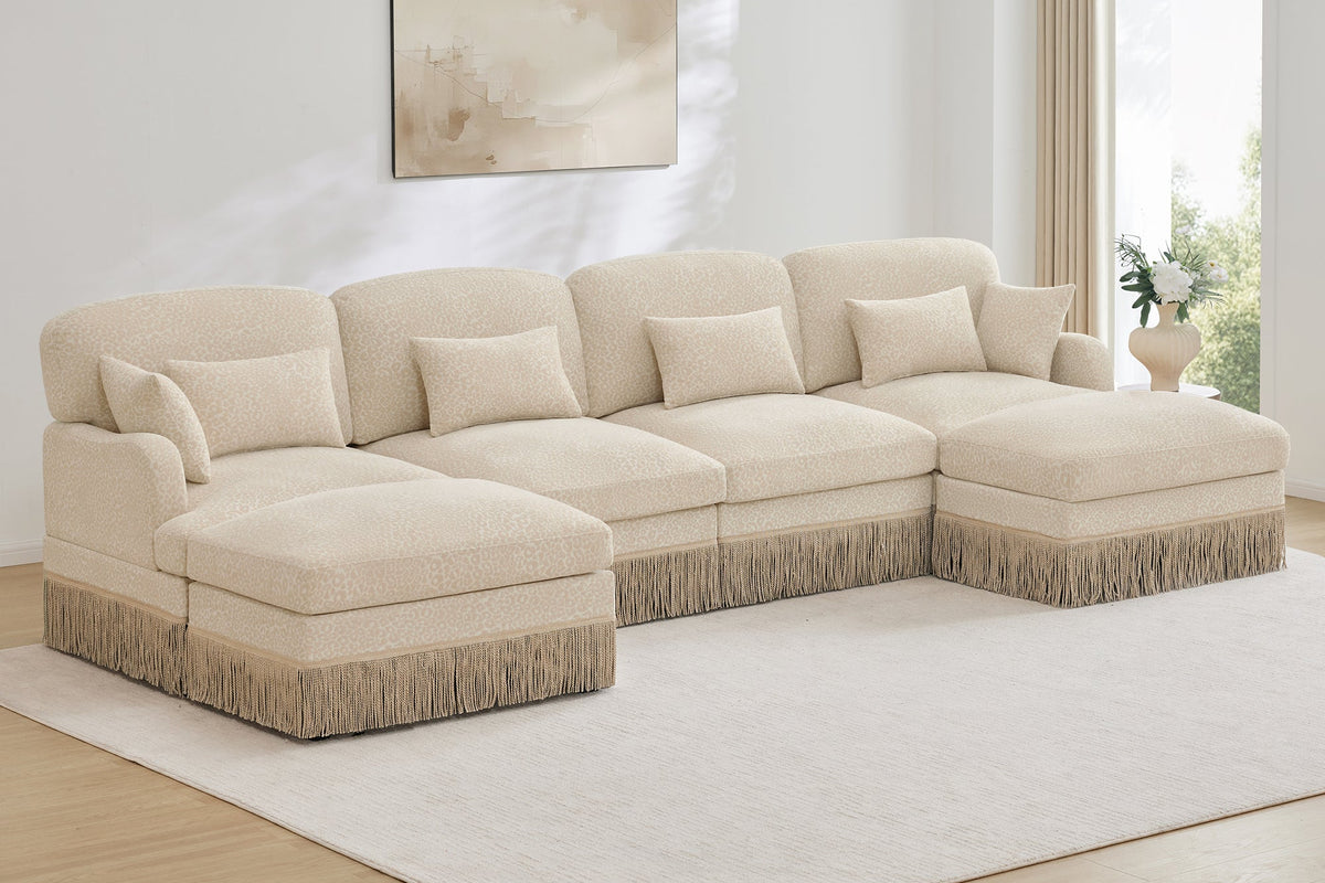 ORLAVO 131" 4-Seater Sofa With 2 Ottomans